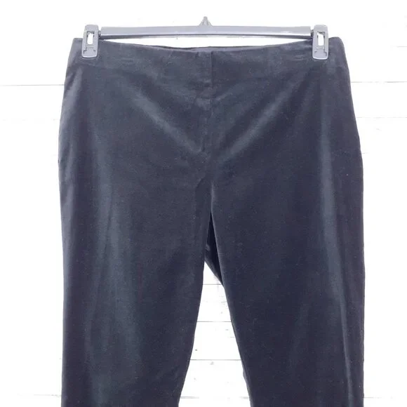 Ralph Lauren Velvet Pants Sz 14 Black Womens Side Zip 49A - Picture 2 of 6